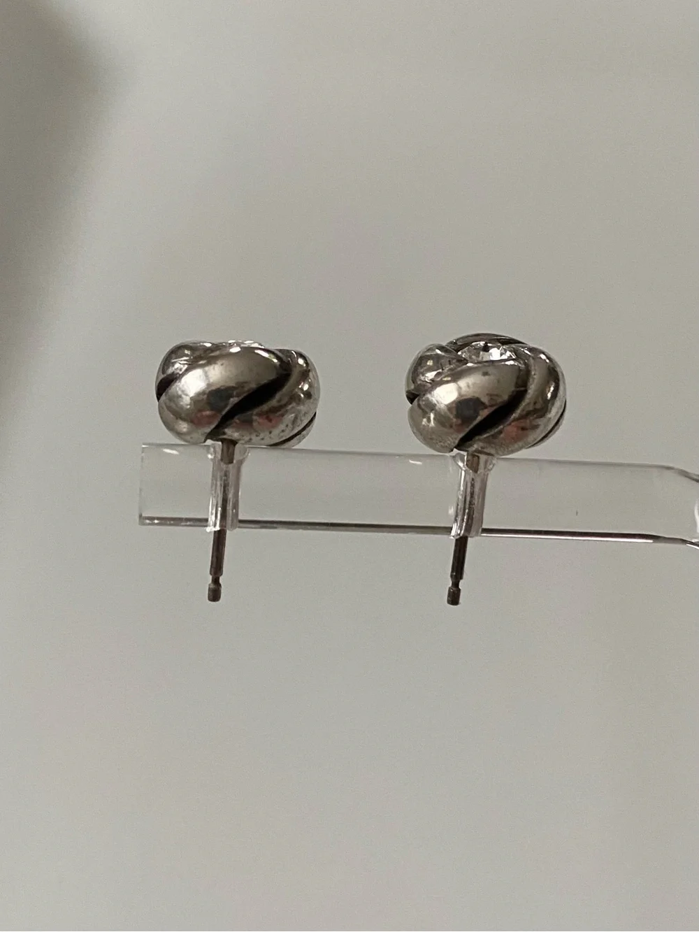Brighton ‘love me knot’ Silver Knot Stud Earrings with Clear Stones